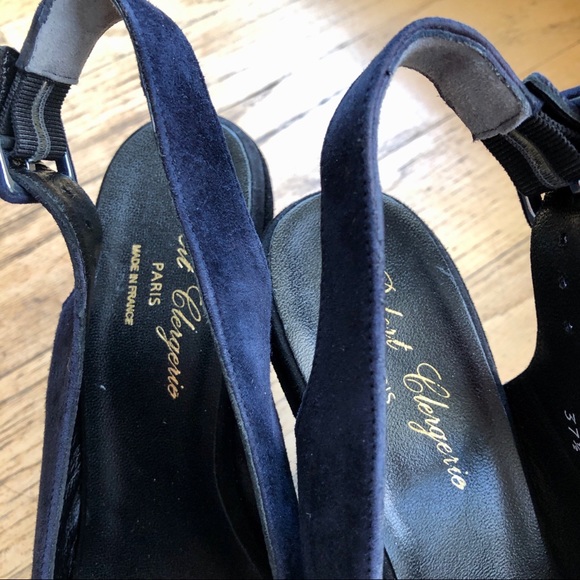Robert Clergerie Blue Suede Platforms, sz 37.5 - Picture 2 of 11